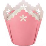 Wilton Confezione 15 pirottini color rosa con decoro merletto, per cup cakes, muffin, pasta di zucchero, cake design e pasticceria