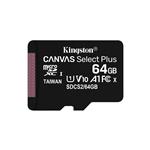 Micro SD (T-Flash) 64GB Cl.10 HC Canvas Select+ Adapater Kingston (SDCS2/64GB)