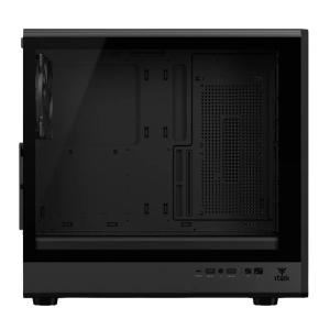 ITEK Case WOODY W2B - Gaming Tower- ATX- 4x14cm Black fan- 2xUSB3- Type-C- Wood Front- Darker Temp Glass Side Panel