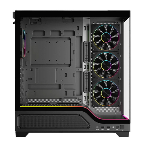 ITEK Case SHOWBUI WAVE 82B - Gaming Tower- ATX- 4x12cm ARGB fan- 2xUSB3- Type-C- Darker Temp Glass Side & Front Panel
