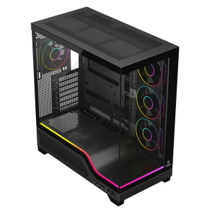 ITEK Case SHOWBUI WAVE 82B - Gaming Tower- ATX- 4x12cm ARGB fan- 2xUSB3- Type-C- Darker Temp Glass Side & Front Panel