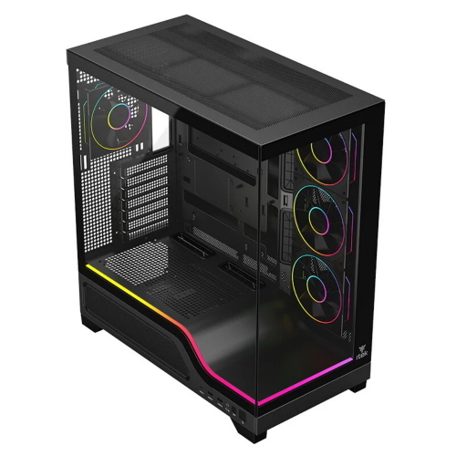 ITEK Case SHOWBUI WAVE 82B - Gaming Tower- ATX- 4x12cm ARGB fan- 2xUSB3- Type-C- Darker Temp Glass Side & Front Panel