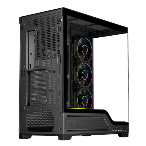 ITEK Case SHOWBUI WAVE 82B - Gaming Tower- ATX- 4x12cm ARGB fan- 2xUSB3- Type-C- Darker Temp Glass Side & Front Panel