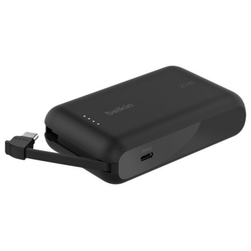 Power Bank Belkin 10k Pd20w integrated usb-c cable , Black