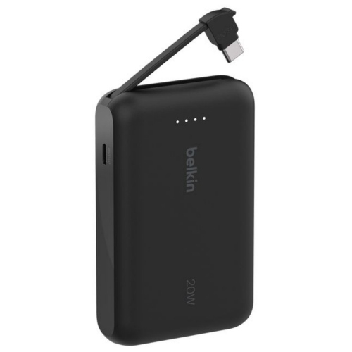 Power Bank Belkin 10k Pd20w integrated usb-c cable , Black