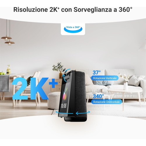 EZVIZ S10 TELECAMERA 2K+ Videocamera intelligente per videochiamate 2K+, schermo touch da 4 pollici, permette di tenere d'occhio i vostri cari con un'ampia copertura e immagini nitide, bluetooth.