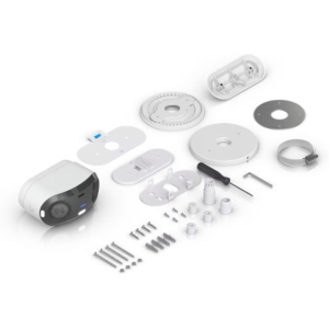 Ubiquiti - UVC-G6-180-W - Telecamera PoE+ a doppio sensore da 16 MP e 20 FPS per uso interno ed esterno, con motore AI Multi-TOPS e copertura panoramica a 180°
