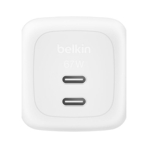 Belkin BoostCharge Caricabatteria da parete DUAL USB-C da 67 W - BIANCO