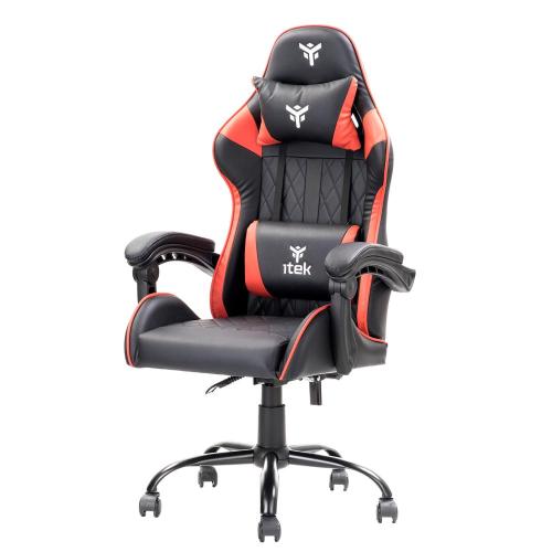 itek Gaming Chair RHOMBUS PF10 - PVC, Doppio Cuscino, Schienale Reclinabile, Nero Rosso