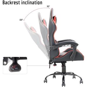 itek Gaming Chair RHOMBUS PF10 - PVC, Doppio Cuscino, Schienale Reclinabile, Nero Rosso