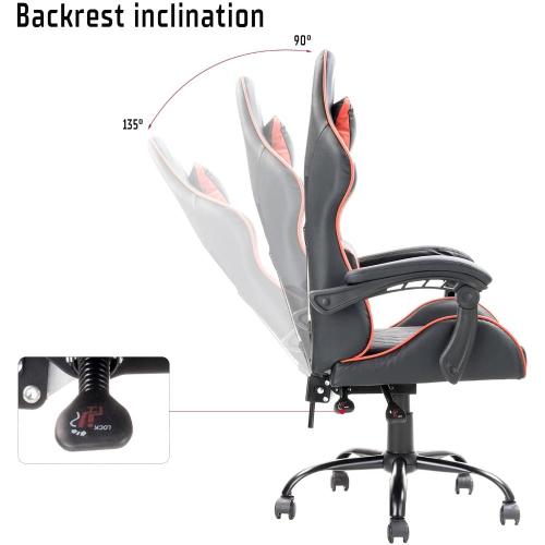 itek Gaming Chair RHOMBUS PF10 - PVC, Doppio Cuscino, Schienale Reclinabile, Nero Rosso