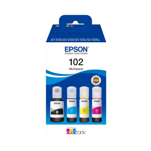 MULTIPACK EPSON FLACONI 102 C13T03R640 4 colori per ECOTANK ET-2700 ET-2750 ET-3750 ET-4750 ET-15000