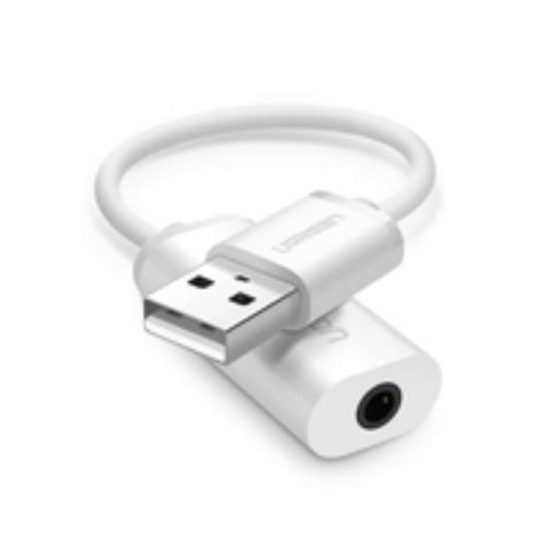 UGREEN Adattatore USB 2.0 a 3,5mm TRRS jack AUX (Cuffie e Microfono), (White)