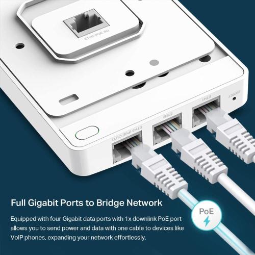TP-Link EAP235-Wall Wireless N Wall-Plate Access Point AC1200 Uplink:1P Gigabit RJ45-Downlink: 3P Gigabit RJ45-Dual Band 2.4/5G - Omada