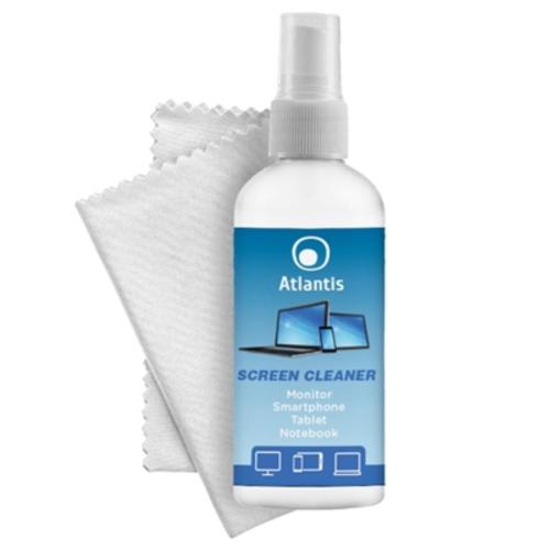 BOMBOLETTA SPAY LIQUIDO DETERGENTE X MONITOR LCD/SMARTPHONE/TABLET ATLANTIS P002-1002227 DA 100ML + PANNO MICROFIBRA 20X20