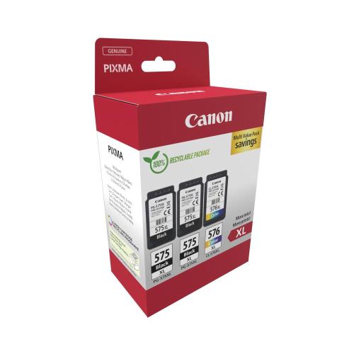 MULTIPACK CANON Bundle 2x PG-575XL NERO + 1x CL-576XL - 5437C004 X TR4750i, TR4751i, TS3550i, TS3551i