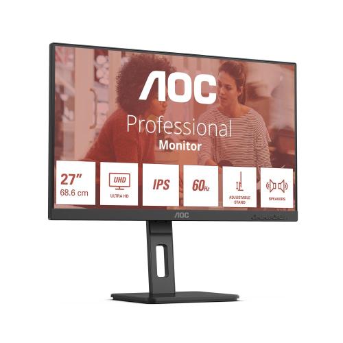 MONITOR AOC LCD IPS 27 WIDE FRAMELESS 4K U27E3UF 4ms MM UHD 1000:1 BLACK 2xHDMI DP Vesa