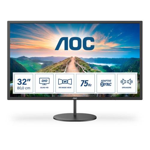 MONITOR AOC LCD IPS LED 32 WIDE Q32V4 4ms MM QHD 1200:1 BLACK VGA HDMI DP Vesa