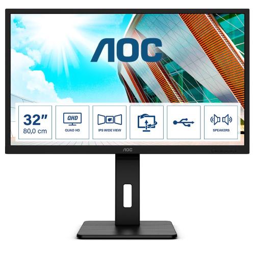 MONITOR AOC LCD IPS LED 31.5 WIDE Q32P2 4ms MM QHD 1000:1 BLACK 2xHDMI DP Vesa