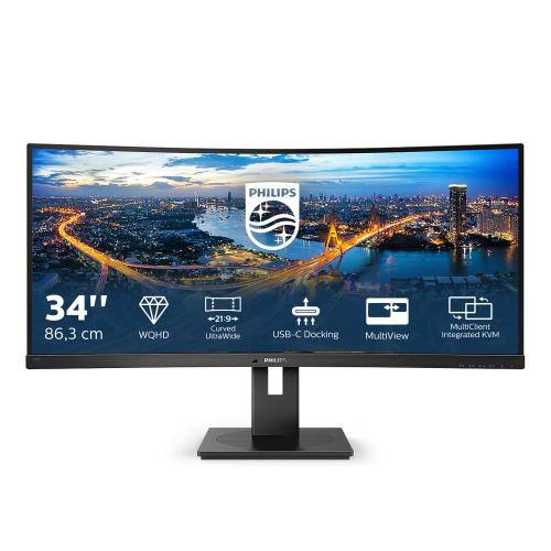 MONITOR PHILIPS LCD CURVED LED 34 21:9 346B1C/00 5ms MM UHD 3000:1 BLACK HDMI DP USB-C 4xUSB Vesa 3Y Fino:30/09