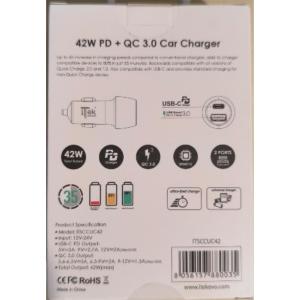 ITEK Caricabatteria per auto da 42W, 6A(2x3A) con 2 porte: PD+QC3.0, Smart IC