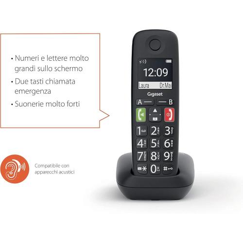 GIGASET E290 DUO BLACK CORDLESS DECT + AGGIUNTIVO SENIOR