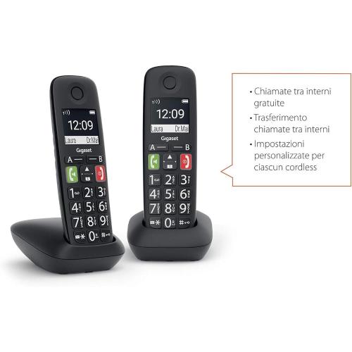 GIGASET E290 DUO BLACK CORDLESS DECT + AGGIUNTIVO SENIOR