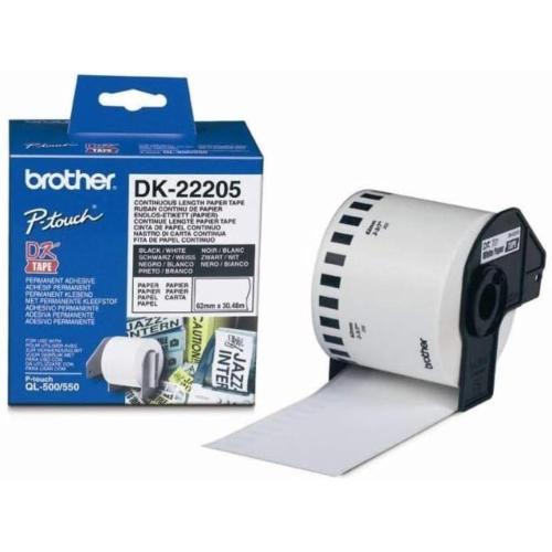 Brother Etichette nero Su Bianco Dk-22205 Etichetta A Lunghezza Continua, 62Mm Bianco 30,4 Originale