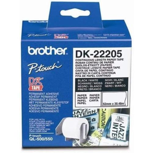 Brother Etichette nero Su Bianco Dk-22205 Etichetta A Lunghezza Continua, 62Mm Bianco 30,4 Originale