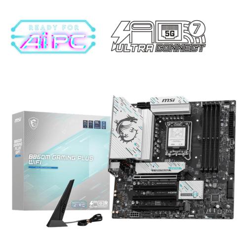MB MSI B860M GAMING PLUS WIFI LGA1851 4xDDR5DC-8600o.c. 1xHDMI 1xDP 1xPCIe5.0x16 3xM.2 4xSata3R USB3.2 GBLAN WiFi-7 BT mATX
