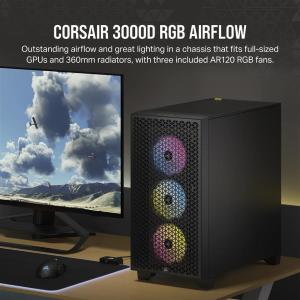Corsair case Custom 3000D RGB AF, black, with x3 AR120 RGB fans - CC-9900019-WW