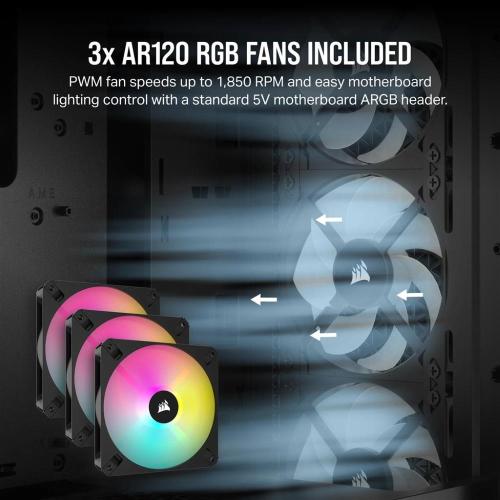 Corsair case Custom 3000D RGB AF, black, with x3 AR120 RGB fans - CC-9900019-WW