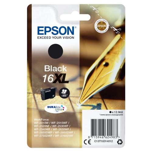 CARTUCCIA EPSON 16XL PENNA E CRUCIVERBA C13T16314012 NERO per WorkForce WF-2010/2510/2520/2530/2540/2630/2650/2660/2750/2790