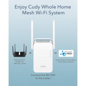 CUDY RE1200 WIRELESS RANGE EXTENDER AC1200 DUAL BAND 867MBPS X 5GHZ-300MBPS X 2.4GHZ 1P 10/100