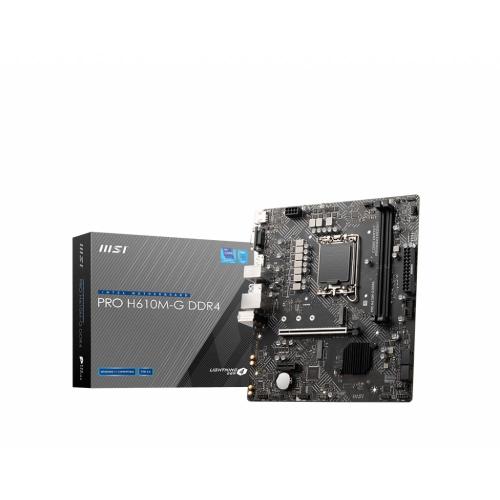 MB MSI PRO H610M-G DDR4 LGA1700 2xDDR4DC-3200 1xHDMI 1xDP 1xPCIe4.0x16 1xM.2 4xSata3 GBLAN USB3.2 mATX