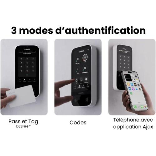 Ajax KeyPad TouchScreen (8EU) ASP - Tastiera wireless con touch screen che supporta l'autenticazione tramite Pass, Tag, smartphone e codici - 58455