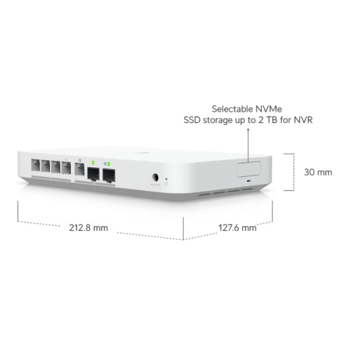 Ubiquiti UCG-Fiber-EU UniFi Gateway 10G Cloud con switch 2,5 GbE a 4 porte , storage NVR selezionabile e supporto completo per le applicazioni UniFi
