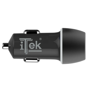 ITEK Caricabatteria per auto da 42W, 6A(2x3A) con 2 porte: PD+QC3.0, Smart IC