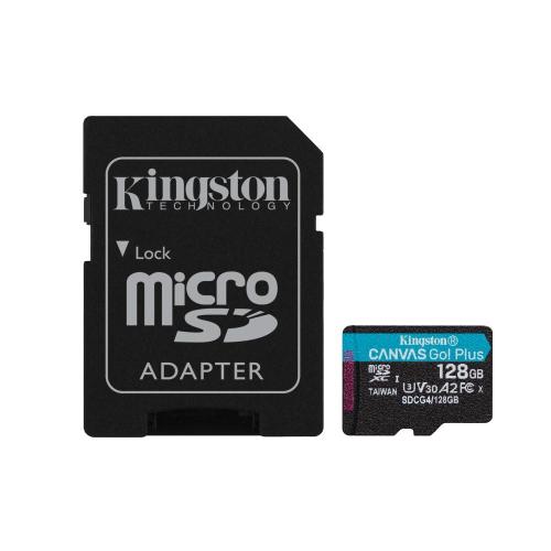 MICRO SECURE DIGITAL 128GB SDCG4/128GB Class10 U3 V30 + adattatore Read:200MB/s Canvas Go Plus Gen4 KINGSTON