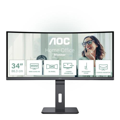 MONITOR AOC LCD CURVED VA LED 34 WIDE CU34P3CV 4ms MM QHD 3000:1 BLACK HDMI DP USB-C 4xUSB Vesa