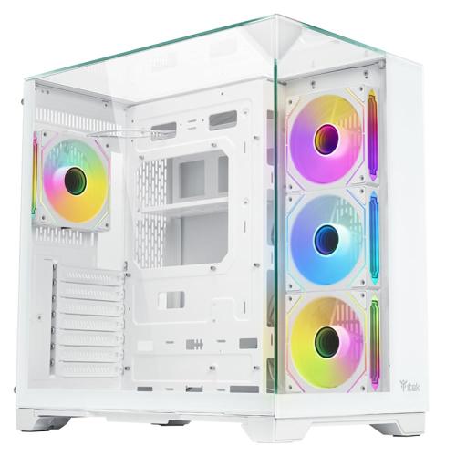 ITEK Case DARK CAVE PANO - Gaming Tower- ATX- 4x12cm ARGB fan- 2xUSB3- Type-C- Temp Glass Top- Side & Front Panel- White Edition