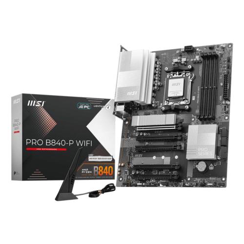 MB MSI PRO B840-P WIFI AM5 4xDDR5-8000o.c. 1xHDMI 1xPCIe5.0x16 2xM.2 4xSata3 USB LAN WiFi-7 BT ATX
