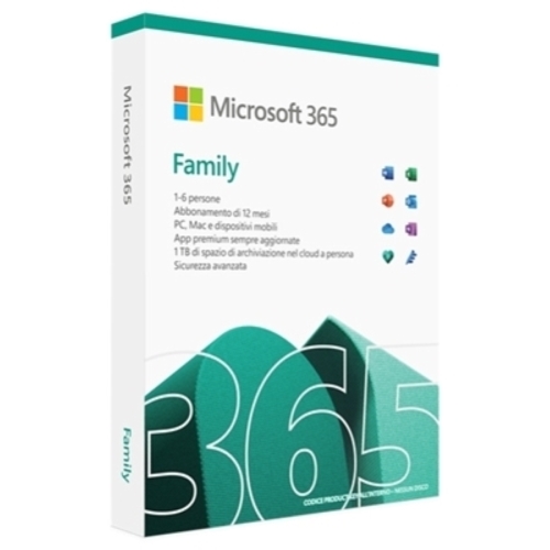 MICROSOFT (Office) 365 FAMILY EP2-32373 - Subscription 1 anno (F6 persone) Y25H2 - Medialess WIN/MAC