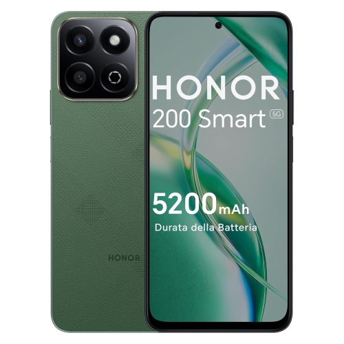 HONOR 200 SMART 5G WIND3 FOREST GREEN 6.8" 4GB/256GB - Fotocamera 50 + 2 MP, Flash LED - Android 14 - Batteria 5200 mAh. - Octa-Core fino a 2.2 GHz