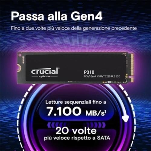 Crucial P310 2000GB (2TB) NVMe SSD-Solid State Disk m.2 (2280) PCIe4.0x4 CT1000P310SSD8 Read:7100MB/s-Write:6000MB/s