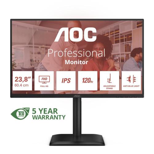 MONITOR AOC LCD IPS 120Hz 23.8 WIDE FRAMELESS 24E4U 4ms MM FHD 1500:1 BLACK REG.ALT. VGA HDMI DP 4xUSB Vesa