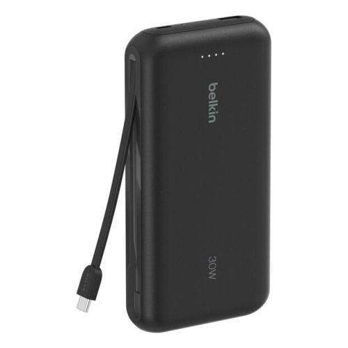 Power Bank Belkin 20k pd30w integrated usb-c cable , black