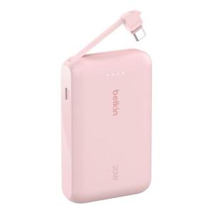 Belkin Power Bank 10k pd20w integrated usb-c cable power bank, pink