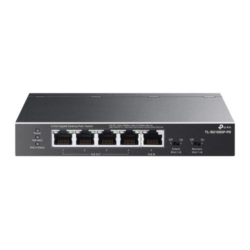 SWITCH 5P LAN TP-LINK TL-SG1005P-PD di cui 1P PoE++ In e 4P PoE+ Out