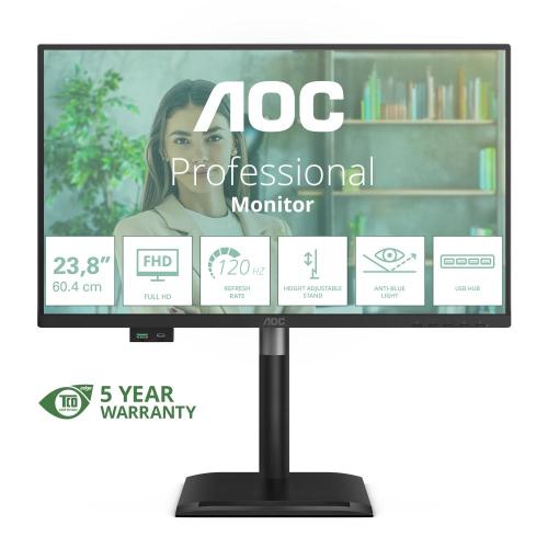 MONITOR AOC LCD IPS 120Hz 23.8 WIDE FRAMELESS 24P4U 4ms MM FHD 1500:1 BLACK REG.ALT. VGA HDMI DP 3xUSB USB-C Vesa Ga